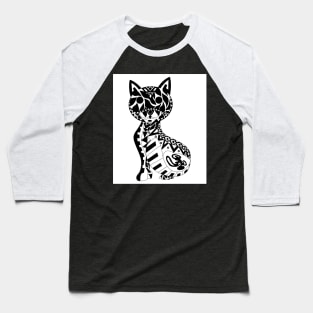 the mandala cat in cute kawaii pattern ecopop zentangle ink wallpaper Baseball T-Shirt